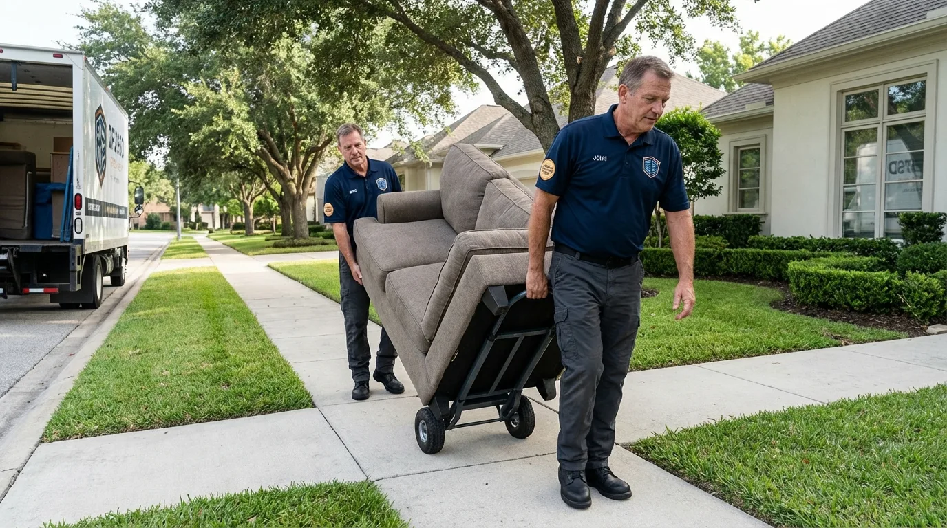Local residential moving crew loading furniture in Fort Madison, IA